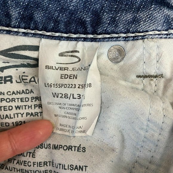 Silver Jeans Eden Low Rise Bootcut Distressed Light Wash Denim Stretch - Picture 10 of 11